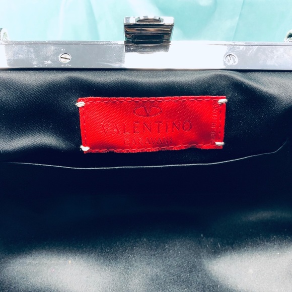 Valentino Black And Ivory Satin Evening Bag - Picture 4 of 5